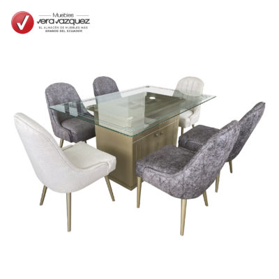 COMEDOR DE VIDRIO HELEN 6 SILLAS