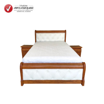 CAMA TAPIZADA JERSEY 2 PLZ CON 2 VELADORES y 4 CAJONES AL PISO