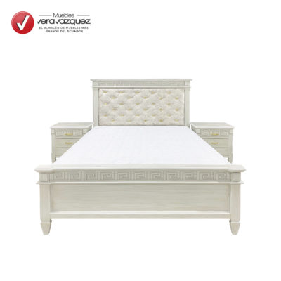 CAMA TAPIZADA VARSOVIA 2 1/2 PLZ CON 2 VELADORES