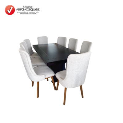 COMEDOR TRINA CON 8 SILLAS TAPIZADA