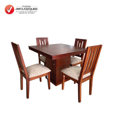 JUEGO DE COMEDOR CUADRADO DENVER 4 SILLAS CON 1 PUERTA