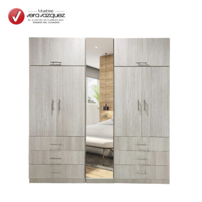 CLOSET ROMA GRANDE CON ESPEJO 7 PUERTAS 6 GAVETAS