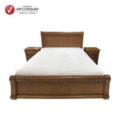 CAMA ESPAÑOLA 2 1/2 PLZ CON 2 VELADORES RIEL