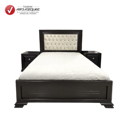 CAMA TAPIZADA SARAH 2 1/2 PLZ CON 2 VELADORES