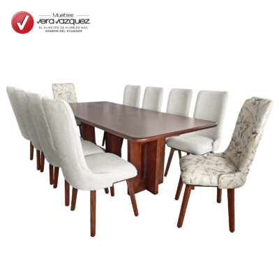 COMEDOR TRINA 10 SILLAS TAPIZADAS