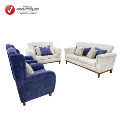 SALA LINEAL MALI 4 COJINES GRANDES RECTANGULARES 6 COJINES PEQUEÑOS 1 TRIPLE 1 DOBLE 2 POLTRONAS