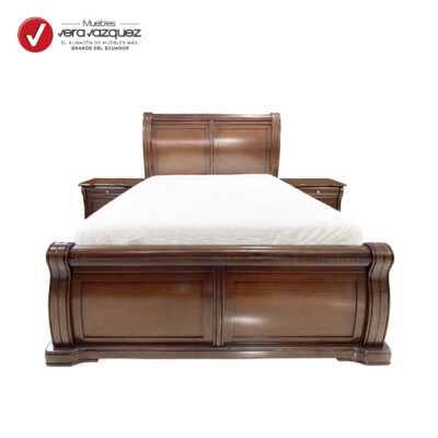 CAMA CHARLESTON 2 PLAZAS CON DOS VELADORES