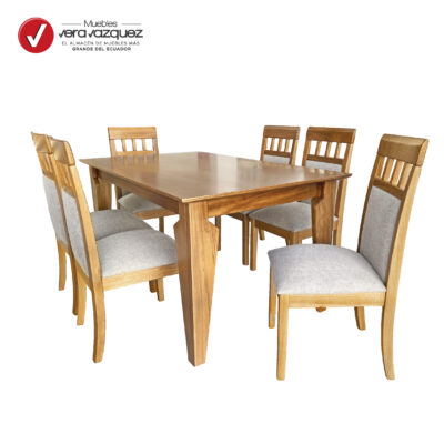 COMEDOR DAGMAR RECTANGULAR 6 SILLAS TAPIZADAS