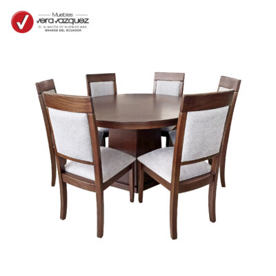 COMEDOR MATISSE REDONDO 6 SILLAS TAPIZADAS