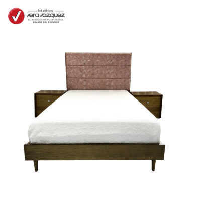 CAMA ANIA 2 PLZ CON 2 VELADORES Y 2 CAJONES AL PISO