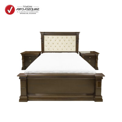 CAMA CLÁSICA TAPIZADA OLIMPO 2 PLZ CON 2 VELADORES