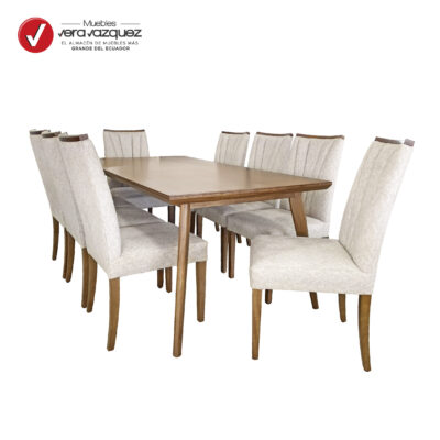 COMEDOR EMIL 8 SILLAS TAPIZADAS