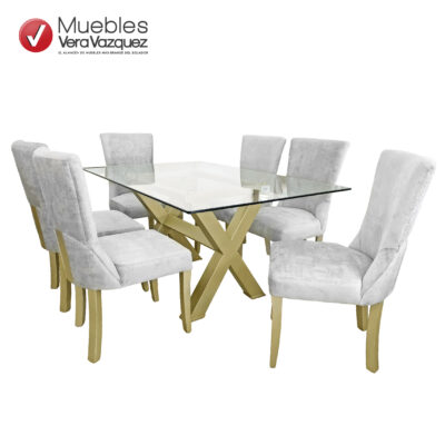 COMEDOR IANA 6 SILLAS TAPIZADAS