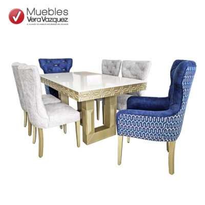COMEDOR MAJESTAD 6 SILLAS TAPIZADAS