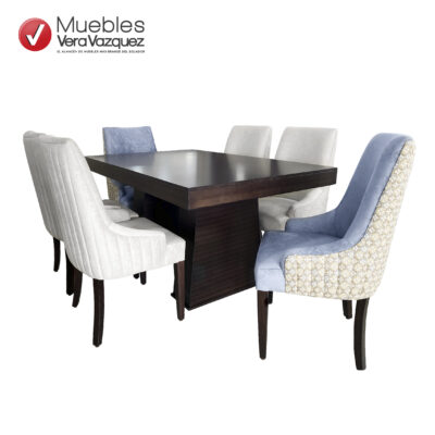 COMEDOR MAJESTAD 6 SILLAS TAPIZADAS