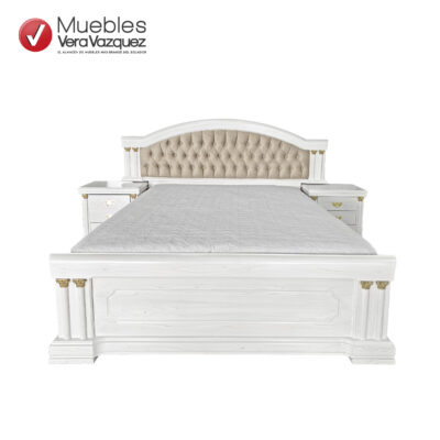 CAMA MALLORCA TAPIZADA 2 1/2 PLZ CON DOS VELADORES