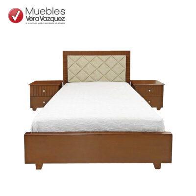 CAMA TAPIZADA AUSTRIA 2 PLZ CON 2 VELADORES