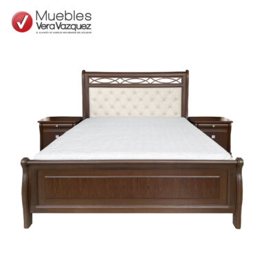 CAMA ZINERVA TAPIZADA 2 1/2 PLZ CON 2 VELADORES