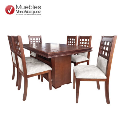 COMEDOR AUSTRIA TAPIZADO 6 SILLAS