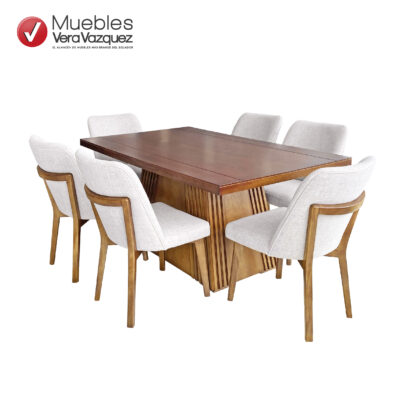 JUEGO DE COMEDOR NAYROBI 6 SILLAS TAPIZADAS