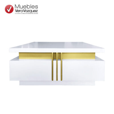 MESA DE CENTRO CUADRADA TABLERO DE MÁRMOL CON CAJONES