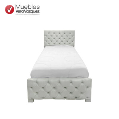 CAMA VERET TAPIZADA 1 1/2 PLZ SIN VELADORES