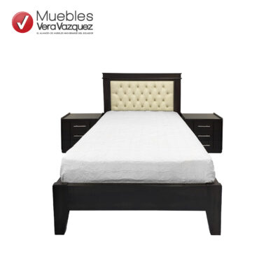 CAMA CAMILA TAPIZADA PUPEADA CON VELADORES 1 1/2 PLZ