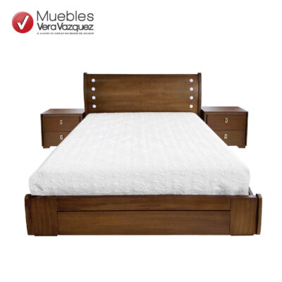 CAMA JANE 2 1/2 PLZ CON 8 FOCOS LED 1 CAJON AL PIE CON 2 VELADORES