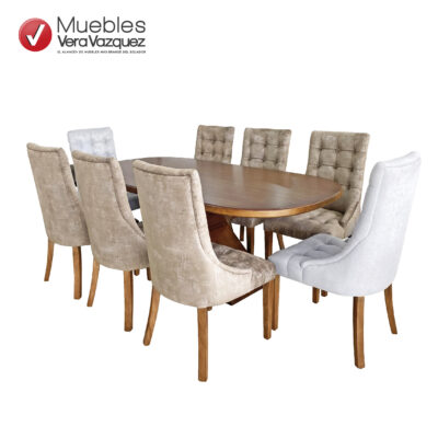 COMEDOR ELAINE 8 SILLAS TAPIZADAS