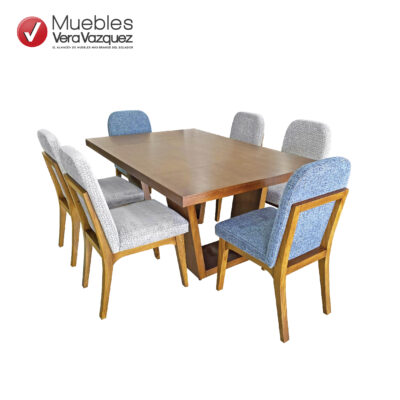 COMEDOR CANADIA 6 SILLAS TAPIZADAS