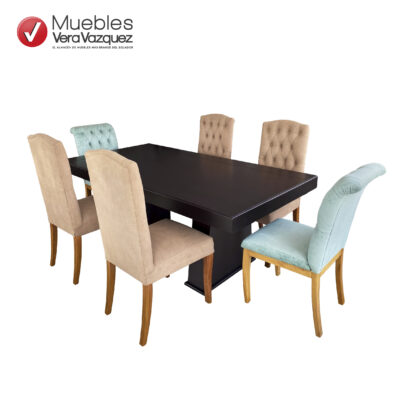 COMEDOR RECTANGULAR PALACIO 6 SILLAS TAPIZADAS