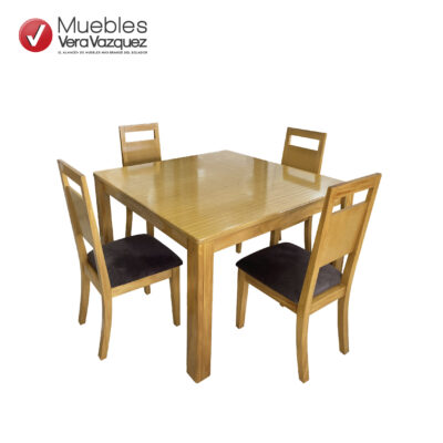 COMEDOR CUADRADO ROUSS 4 SILLAS 