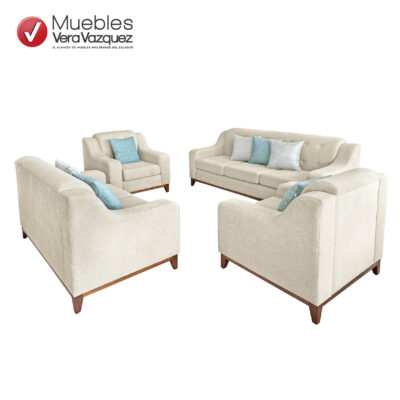 SALA BOSTON CON 1 TRIPLE, 1 DOBLE, 2 INDIVIDUALES Y 7 COJINES PEQUEÑOS
