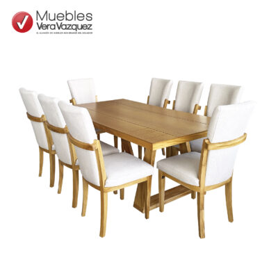 COMEDOR CORAL 8 SILLAS TAPIZADAS