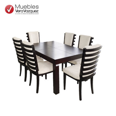 COMEDOR VALENKA 6 SILLAS TAPIZADAS