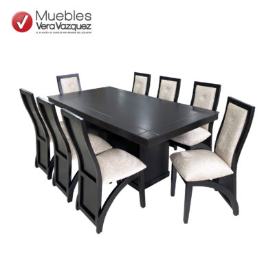 COMEDOR LUNA 8 SILLAS TAPIZADAS