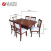 Comedor rectangular de madera con 6 sillas tapizadas en gris