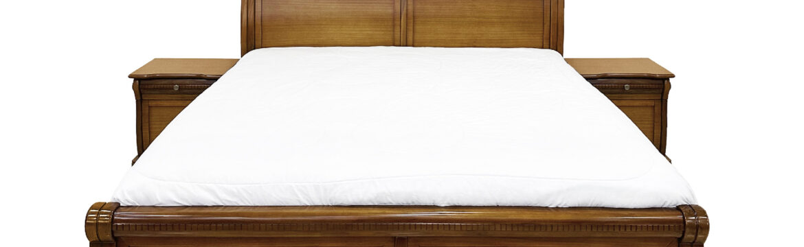 Cama clásica de 3 plazas con dos veladores, fabricada en madera de laurel negro del Oriente
